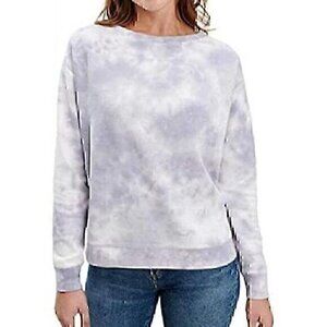 NEW NWT SPLENDID Tie Dye Thermal Long Sleeve Sweatshirt Purple White Crewneck S